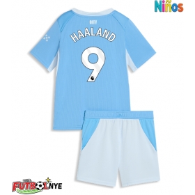 Camiseta Manchester City Erling Haaland #9 Primera Equipación para niños 2026-27 manga corta (+ pantalones cortos)